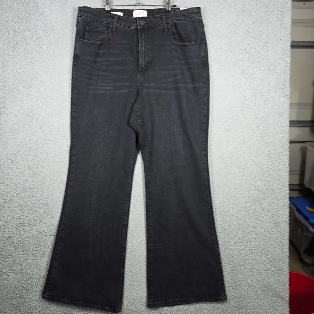 Universal Thread Jeans Women 17R Dark Wash Black Wide-Leg High-Rise Flare NEW‎